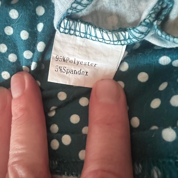 Preloved Teal Dress with White Polka Dots plus pockets! Youth Large - Picture 4 of 6